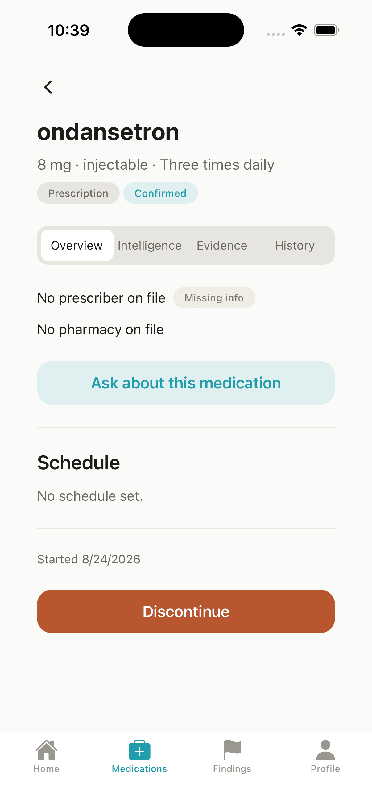 The real MedSmartIQ medication detail screen.